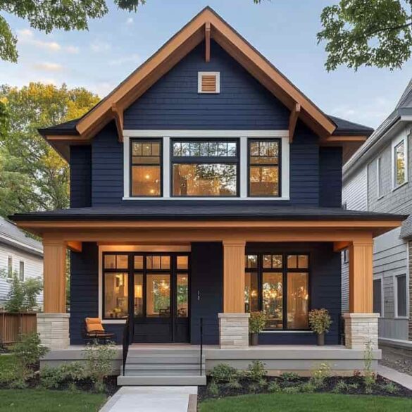 15 Dark Blue House With Cedar Trim Ideas That Are Sleek & Stylish