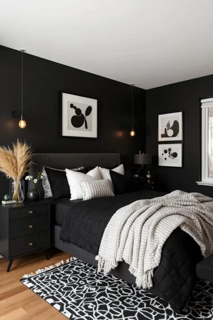 An Image of Black Bedroom