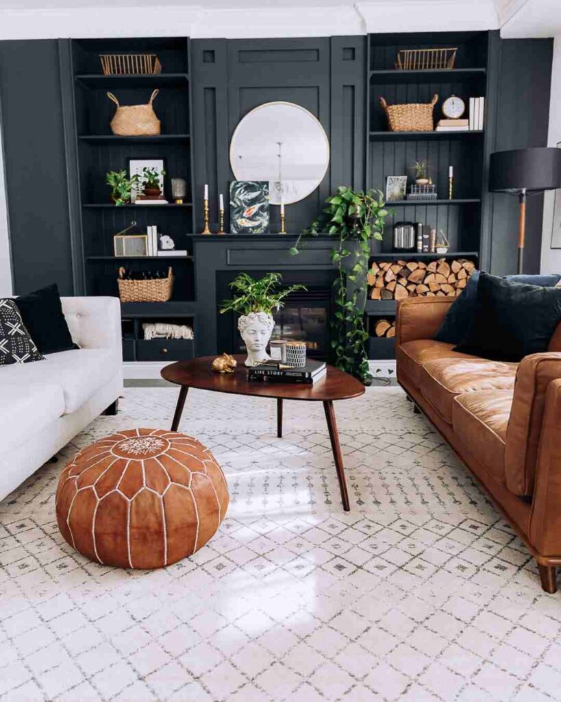 An Image of Black Living Room