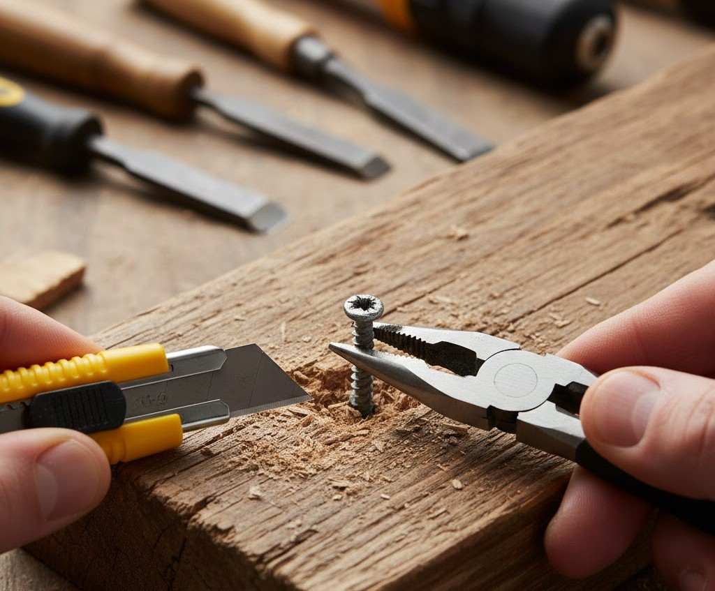 An Image showing scrapping the surrounding material from scrapped screw