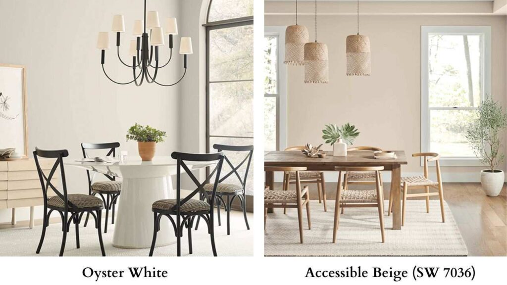 Oyster White Vs Accessible Beige (SW 7036)