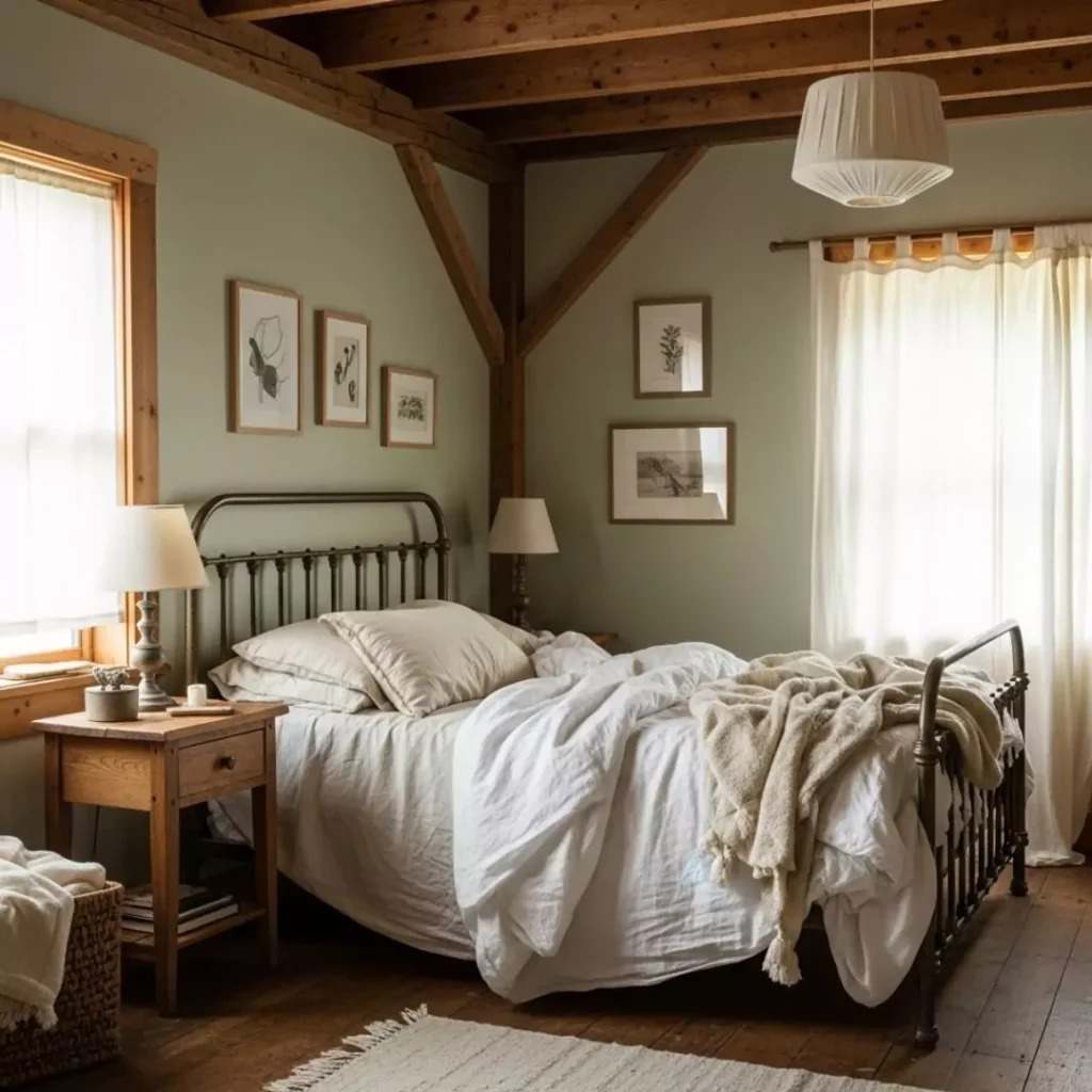 Sherwin Williams Softened Green Bedroom