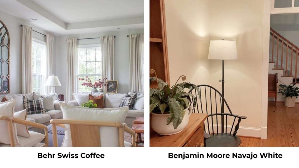 Behr Swiss Coffee vs Benjamin Moore Navajo White