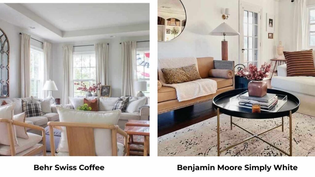 Behr Swiss Coffee vs Benjamin Moore Simply White