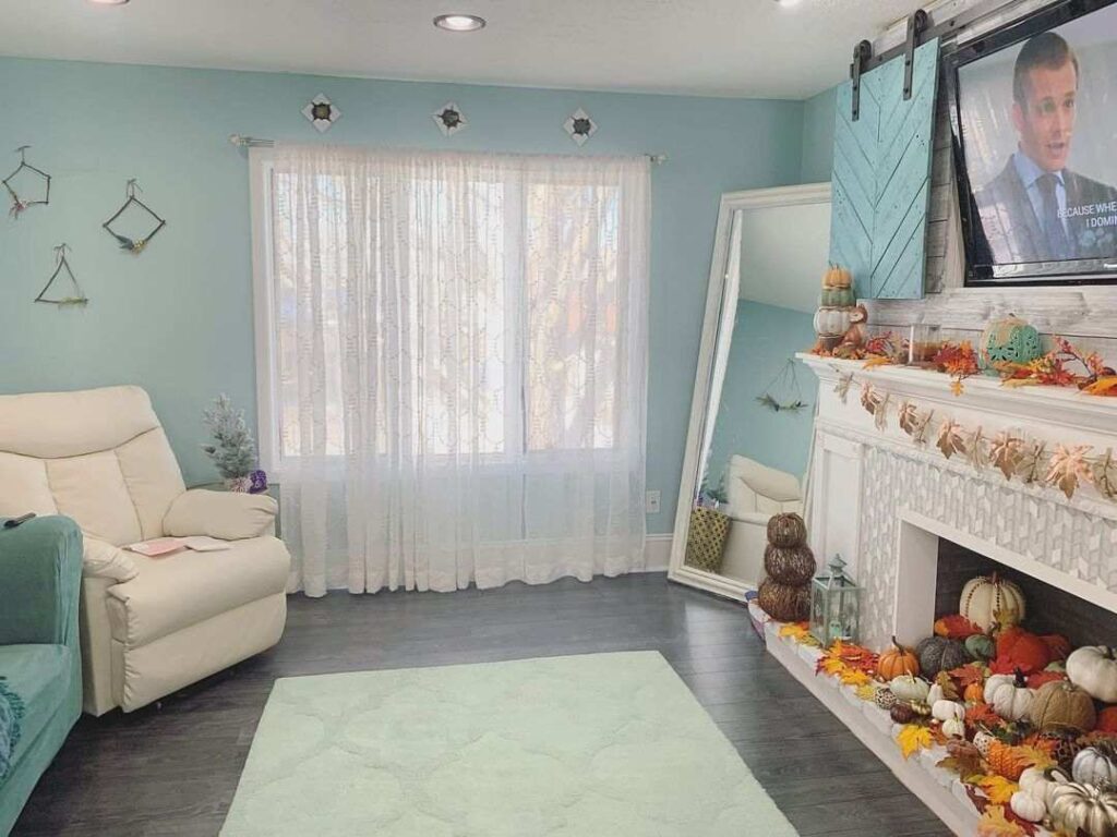 Sherwin Williams Rainwashed in Living Room