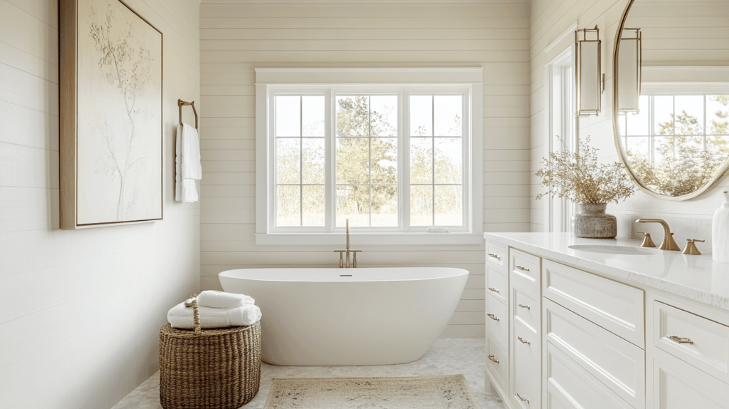 Alabaster in bathroom