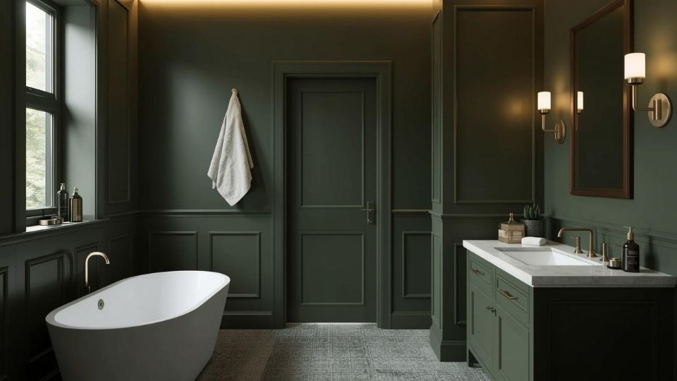 Army Green in a bathroom