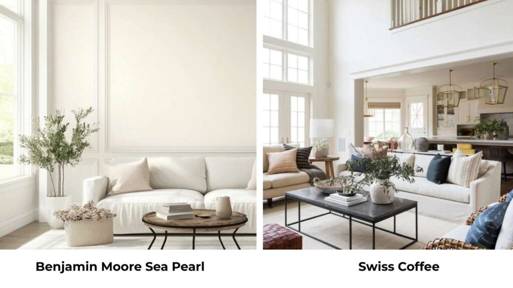 Benjamin Moore Sea Pearl Vs Swiss Coffee