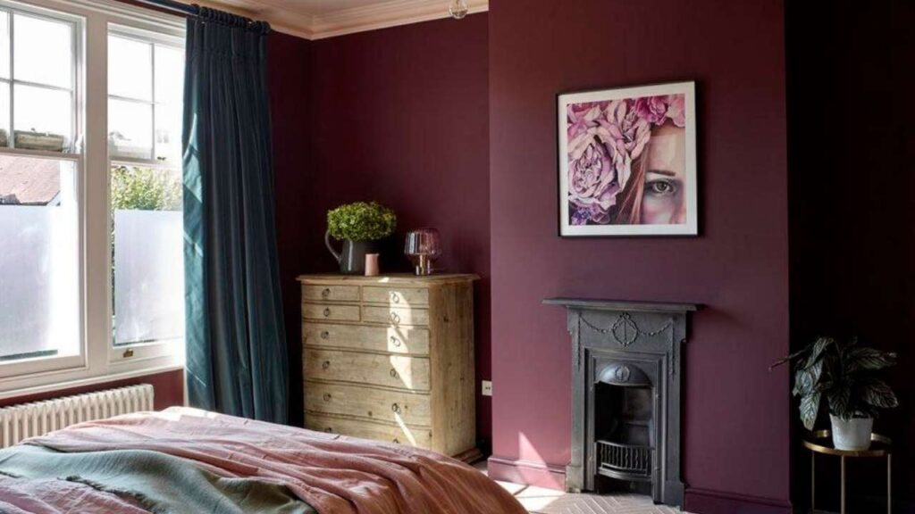 Burgundy in bedroom