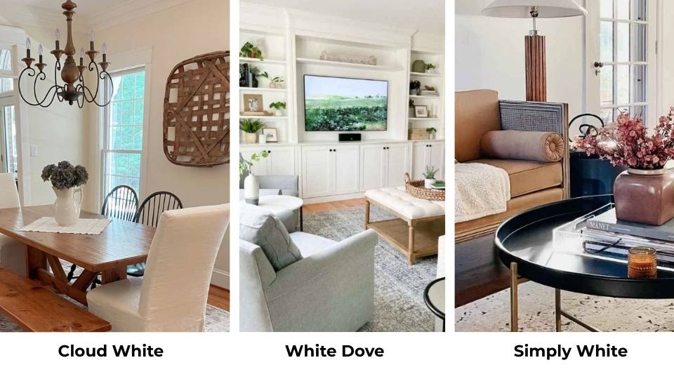 Cloud White Vs White Dove Vs Simply White