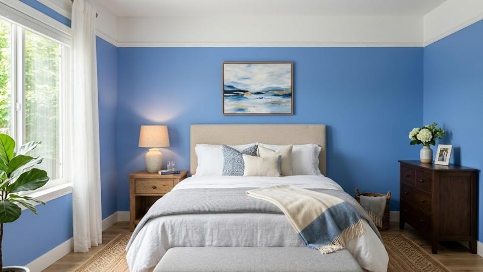 Cornflower blue in bedroom