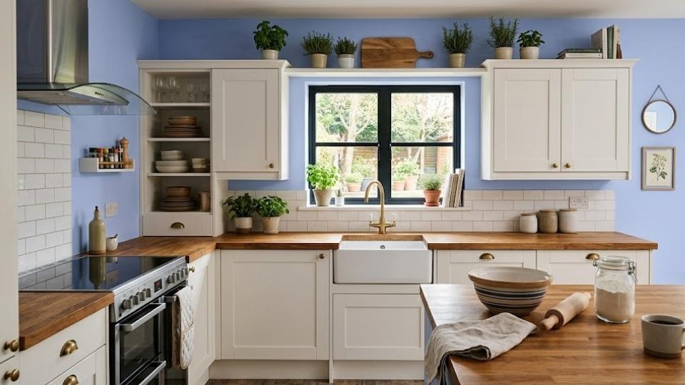 Cornflower blue in kitchen