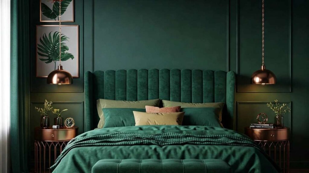 Emerald Green in a bedroom