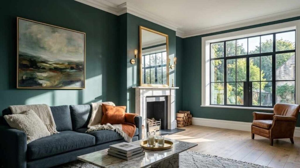 Forest green in a living room