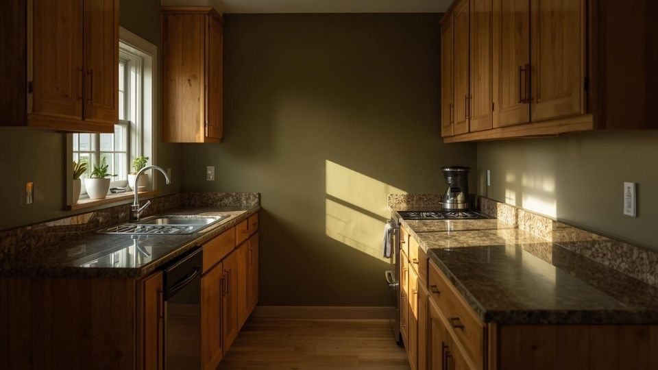 Olive Green in a kitchen 