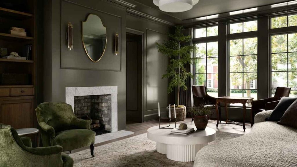 Olive green in a living room