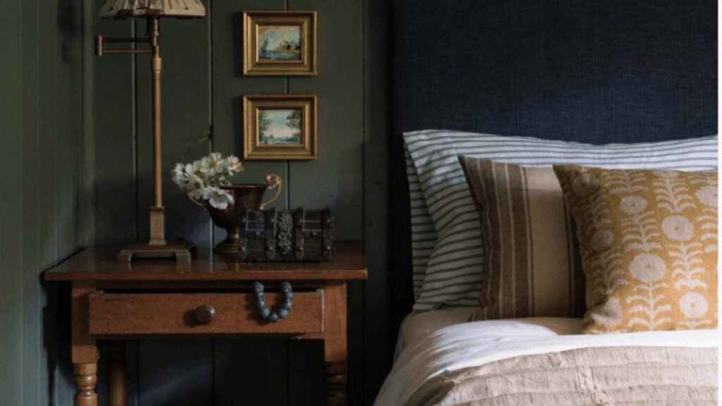 Olive green in bedrooms 