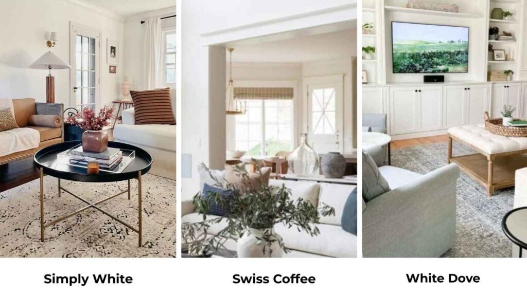 Simply White Vs Swiss Coffee Vs White Dove